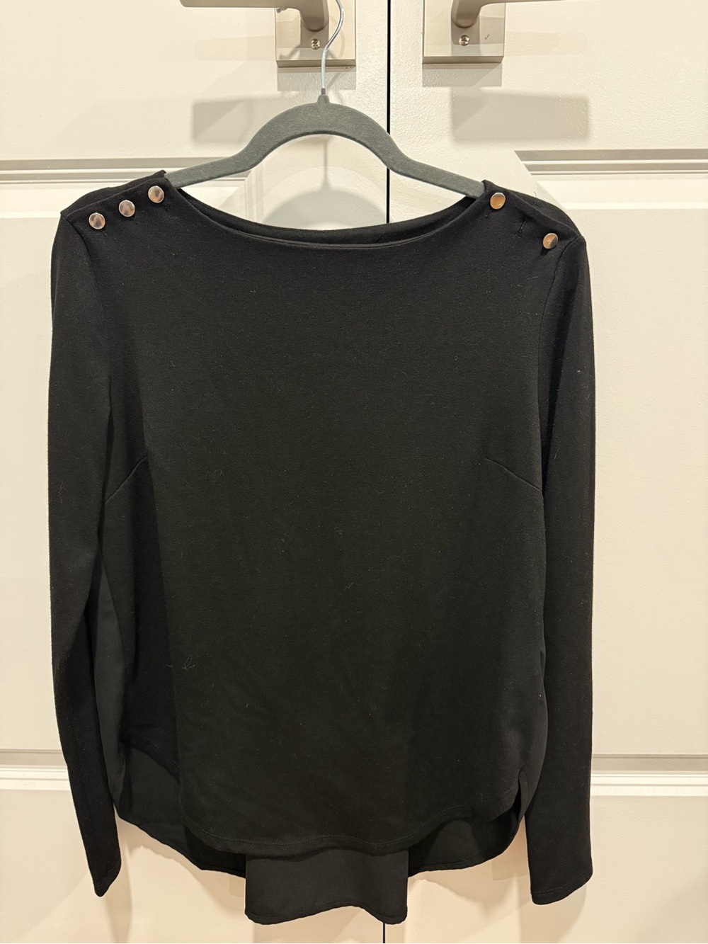 Forever 21 Black Button-Shoulder Long Sleeve Top